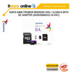 ADATA 64GB Premier microSD UHS-I Class10 with SD Adapter (AUSDX64GUICL10-RA1)/BY ITSTORE ONLINE
