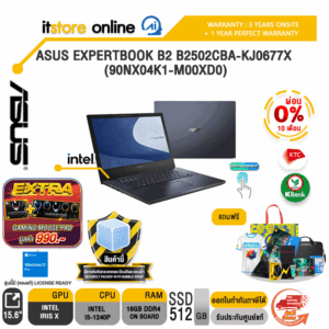 [ผ่อน0%10ด.]ASUS ExpertBook B2 B2502CBA-KJ0677X (90NX04K1-M00XD0)/I5-1240P/ประกัน3y Onsite+อุบัติเหตุ1y/BY ITSTORE ONLINE