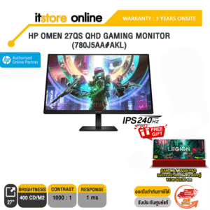 HP OMEN 27QS QHD GAMING MONITOR 780J5AA#AKL/ประกัน 3 YEARS+ONSITE/BY ITSTORE-ONLINE