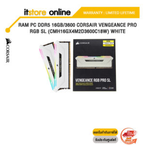 RAM PC DDR4 16GB/3600 CORSAIR VENGEANCE PRO RGB SL (CMH16GX4M2D3600C18W) WHITE/Warranty Lifetime/BY ITSTORE-ONLINE