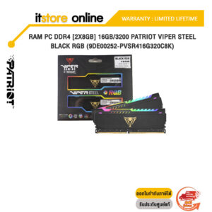 RAM PC DDR4 [2x8GB] 16GB/3200 PATRIOT VIPER STEEL BLACK RGB (9DE00252-PVSR416G320C8K)/Warranty Lifetime/BY ITSTORE-ONLINE