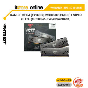 RAM PC DDR4 [2x16GB] 32GB/3600 PATRIOT VIPER STEEL (9DE00245-PVS432G360C8K)/Warranty Lifetime