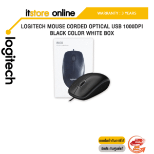 LOGITECH M100R MOUSE CORDED OPTICAL USB 1000DPI BLACK COLOR  WHITE BOX / ประกัน 3 Years / BY ITSTORE ONLINE