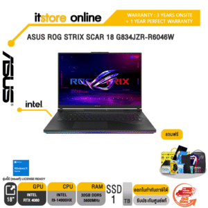 ASUS ROG STRIX SCAR 18 G834JZR-R6046W/i9-14900HX/ประกัน 3 Years+1 Year Perfect Warranty/BY ITSTORE ONLINE