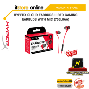 HYPERX CLOUD EARBUDS II RED GAMING EARBUDS WITH MIC 705L8AA/ประกัน 2 Years/BY ITSTORE-ONLINE