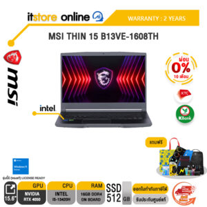 [ผ่อน 0% 10 ด.]MSI THIN 15 B13VE-1608TH/i5-13420H/ประกัน 2 YEARS/BY ITSTORE-ONLINE