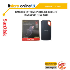 SANDISK EXTREME PORTABLE SSD 4TB (SDSSDE61-4T00-G25)/ประกัน 5 Years/BY ITSTORE ONLINE