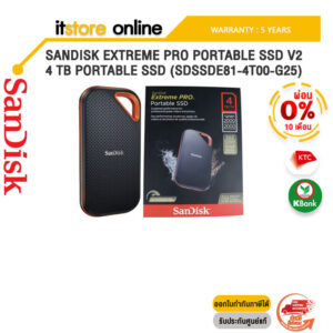 [ผ่อน 0% 10 ด.]SANDISK EXTREME PRO PORTABLE SSD V2 4 TB PORTABLE SSD (SDSSDE81-4T00-G25)/ประกัน 5 YEARS/BY ITSTORE-ONLINE