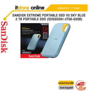 SANDISK EXTREME PORTABLE SSD V2 SKY BLUE 2 TB PORTABLE SSD (SDSSDE61-2T00-G25B)/ประกัน 5 YEARS/BY ITSTORE-ONLINE