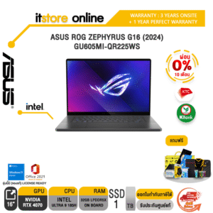 [ผ่อน 0% 10 ด.]ASUS ROG ZEPHYRUS G16 (2024) GU605MI-QR225WS/Core Ultra 9 185H/ประกัน 3 Years+1 Year Perfect Warranty/BY ITSTORE-ONLINE