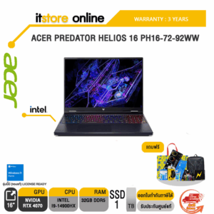 ACER PREDATOR HELIOS 16 PH16-72-92WW/i9-14900HX/ประกัน 3 YEARS/BY ITSTORE-ONLINE