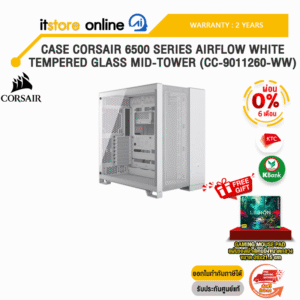 [ผ่อน 0% 6 ด.]CASE CORSAIR 6500 SERIES AIRFLOW WHITE TEMPERED GLASS MID-TOWER (CC-9011260-WW) /ประกัน 2 YEARS/BY ITSTORE-ONLINE