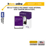 WD 3.5" Purple Pro Smart Video Internal 18TB 7200rpm (WD181PURP)/ประกัน 5 Year/BY ITSTORE-ONLINE