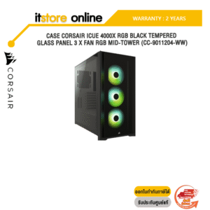 CASE CORSAIR iCUE 4000X RGB BLACK TEMPERED GLASS PANEL 3 x FAN RGB MID-TOWER (CC-9011204-WW)ประกัน 2 YEARS/BY ITSTORE-ONLINE