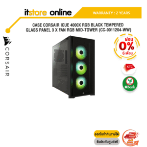 [ผ่อน 0% 6 ด.]CASE CORSAIR iCUE 4000X RGB BLACK TEMPERED GLASS PANEL 3 x FAN RGB MID-TOWER (CC-9011204-WW)ประกัน 2 YEARS/BY ITSTORE-ONLINE