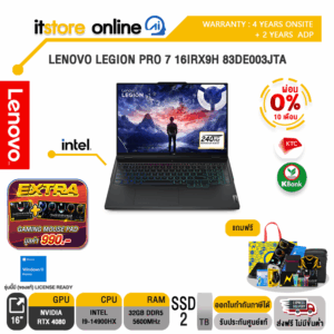 [ผ่อน 0% 10 ด.]LENOVO LEGION PRO 7 16IRX9H 83DE003JTA/i9-14900HX/ประกัน 4 YEARS ONSITE + 2 YEAR ADP