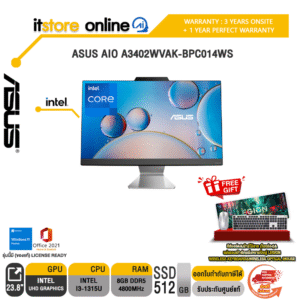 ASUS AiO A3402WVAK-BPC014WS/i3-1315U/ประกัน 3 Years Onsite+1 Year Perfect Warranty/BY ITSTORE-ONLINE