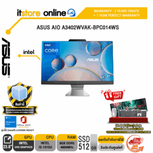 ASUS AiO A3402WVAK-BPC014WS/i3-1315U/ประกัน 3 Years Onsite+1 Year Perfect Warranty/BY ITSTORE-ONLINE
