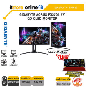 GIGABYTE AORUS FO27Q3 27" QD-OLED MONITOR(OLED 360Hz)/ประกัน 3 Years/ BY ITSTORE ONLINE