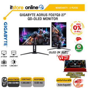 [ผ่อน 0% 10 ด.]GIGABYTE AORUS FO27Q3 27" QD-OLED MONITOR(OLED 360Hz)/ประกัน 3 Years/ BY ITSTORE ONLINE