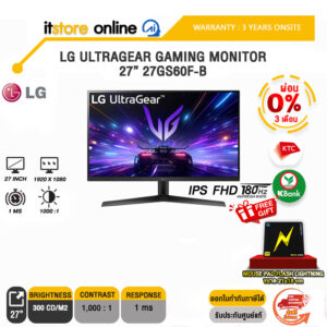 [ผ่อน 0% 3 ด.] LG ULTRAGEAR GAMING MONITOR 27” 27GS60F-B/IPS FHD 180Hz/Warranty : 3 Years+Onsite/BY ITSTORE-ONLINE
