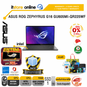 [ผ่อน 0% 10 ด.]ASUS ROG ZEPHYRUS G16 GU605MI-QR225WF/Ultra 9 185H/ประกัน 3 Years Onsite + 1 Year Perfect Warranty/BY ITSTORE-ONLINE