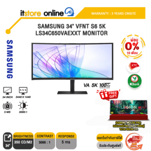 [ผ่อน 0% 10 ด.]Samsung 34" VFNT S6 5K LS34C650VAEXXT MONITOR(IPS 5k 100Hz)/ประกัน 3 YEARS/BY ITSTORE ONLINE