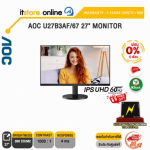 [ผ่อน 0% 10 ด.]AOC U27B3AF/67 27" MONITOR(IPS UHD/60Hz)/ประกัน 3 Years Onsite + BKK/BY ITSTORE-ONLINE