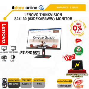 [ผ่อน 0% 3 ด.]LENOVO THINKVISION S24i 30 (63DEKAR3WW) MONITOR(IPS FHD/100Hz)/ประกัน3 YEARS/BY ITSTORE ONLINE