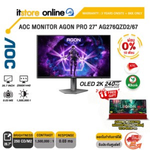 [ผ่อน 0% 10 ด.]AOC MONITOR AGON PRO 27" AG276QZD2/67(OLED 2K/240Hz)/ประกัน 3 Years Onsite Service + BKK ONLY/BY ITSTORE ONLINE