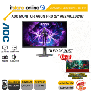 AOC MONITOR AGON PRO 27" AG276QZD2/67(OLED 2K/240Hz)/ประกัน 3 Years Onsite Service + BKK ONLY/BY ITSTORE ONLINE