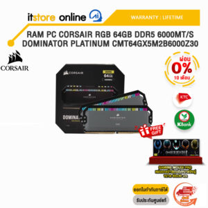 [ผ่อน 0% 10 ด.]RAM PC CORSAIR RGB 64GB DDR5 6000MT/S DOMINATOR PLATINUM CMT64GX5M2B6000Z30/ประกัน Limited/BY ITSTORE-ONLINE