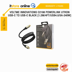 VOLTME INNOVATIONS C2198 POWERLINK UTRON USB-C TO USB-C BLACK [1.2M/4FT/USB4.0/5A-240W]/ประกัน 2 Years/BY ITSTORE-ONLINE