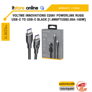 VOLTME INNOVATIONS C2061 POWERLINK RUGG USB-C TO USB-C BLACK [1.8M/6FT/USB2.0/5A-100W]/ประกัน 2 Years/BY ITSTORE-ONLINE