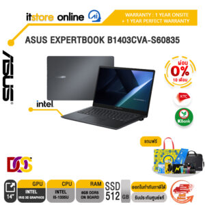 [ผ่อน 0% 10 ด.]ASUS EXPERTBOOK B1403CVA-S60835 /i5-1335U/ประกัน 1 Years Onsite + 1Y Perfect warranty/BY ITSTORE-ONLINE