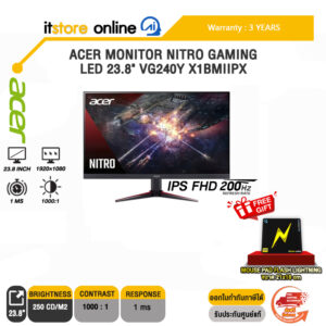 ACER MONITOR NITRO GAMING LED 23.8" VG240Y X1BMIIPX(IPS FHD/200Hz)/ประกัน 3 Years/BY ITSTORE-ONLINE