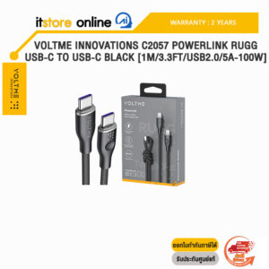 VOLTME INNOVATIONS C2057 POWERLINK RUGG USB-C TO USB-C BLACK [1M/3.3FT/USB2.0/5A-100W] /ประกัน 2 Years/BY ITSTORE-ONLINE