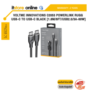 VOLTME INNOVATIONS C2053 POWERLINK RUGG USB-C TO USB-C BLACK [1.8M/6FT/USB2.0/3A-60W] /ประกัน 2 Years/BY ITSTORE-ONLINE