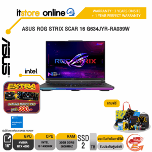 ASUS ROG STRIX SCAR 16 G634JYR-RA039W/i9-14900HX/ประกัน 3 Years Onsite + 1 Year Perfect Warranty/BY ITSTORE-ONLINE