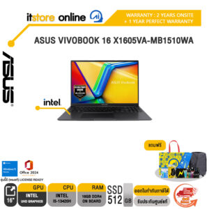 ASUS VIVOBOOK 16 X1605VA-MB1510WA /i5-13420H/ประกัน 2 Years Onsite + 1 Year Perfect warranty/BY ITSTORE-ONLINE