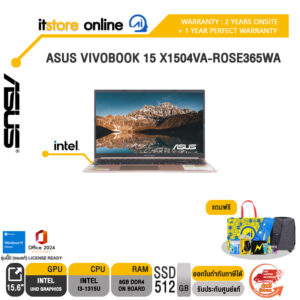 ASUS VIVOBOOK 15 X1504VA-ROSE365WA /i3-1315U/ประกัน  2 Years Onsite service+ 1Y Perfect warranty/BY ITSTORE-ONLINE