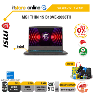 [ผ่อน 0% 10 ด.]MSI THIN 15 B13VE-2638TH /i7-13620H/ประกัน 2 Years/BY ITSTORE-ONLINE
