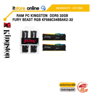 RAM PC KINGSTON  DDR5 32GB FURY BEAST RGB KF568C34BBAK2-32 /ประกัน LIFETIME/BY ITSTORE-ONLINE