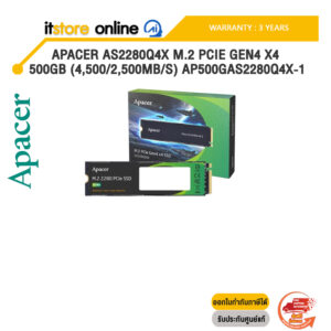 Apacer AS2280Q4X M.2 PCIe Gen4 x4 500GB (4,500/2,500MB/s) AP500GAS2280Q4X-1/ประกัน 3 YEARS