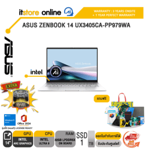 ASUS Zenbook 14 UX3405CA-PP979WA /Ultra 9 285H/ประกัน 3 Years Onsite + 1 Year Perfect warranty/BY ITSTORE-ONLINE
