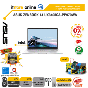 [ผ่อน 0% 10 ด.]ASUS Zenbook 14 UX3405CA-PP979WA /Ultra 9 285H/ประกัน 3 Years Onsite + 1 Year Perfect warranty/BY ITSTORE-ONLINE