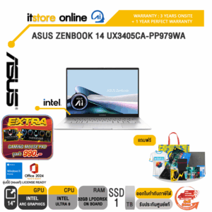 ASUS Zenbook 14 UX3405CA-PP979WA /Ultra 9 285H/ประกัน 3 Years Onsite + 1 Year Perfect warranty/BY ITSTORE-ONLINE