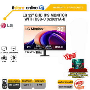 LG 32” QHD IPS MONITOR WITH USB-C 32U631A-B (IPS QHD/100Hz) /ประกัน 3 Years Onsite/BY ITSTORE ONLINE