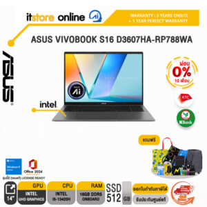 [ผ่อน 0% 10 ด.]ASUS VIVOBOOK S16 D3607HA-RP788WA/Ryzen 7 260/ประกัน 3 YEARS Onsite service+ 1Y Perfect warranty/BY ITSTORE ONLINE