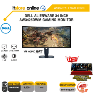 DELL ALIENWARE 34 INCH AW3425DWM GAMING MONITOR (VA WQHD/ 180Hz) /ประกัน 3 Years Onsite/BY ITSTORE ONLINE